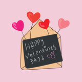 Fototapeta  - Valentine's letter invitation for Valentine's Day vector illustration