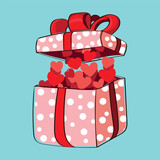 Fototapeta  - funny box with hearts a gift for St. Valentine's day vector illustration