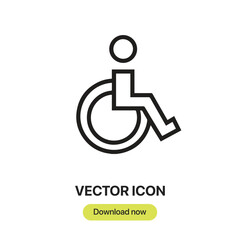 Leinwandbilder - Wheelchair icon vector. Linear-style sign for mobile concept and web design. Wheelchair  symbol illustration. Pixel vector graphics - Vector.	