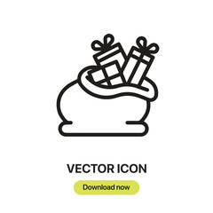 Poster - Gifts In A Bag icon vector. Linear-style sign for mobile concept and web design. Gifts In A Bag symbol illustration. Pixel vector graphics - Vector.	