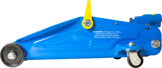 Car Trolley Jack Blue and Yellow Isolated on Transparent