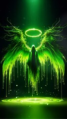 Wall Mural - background with a flying mystic figure