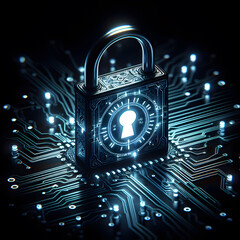 Digital code safe, password, lock concept. Security of network and data, privacy. Protect access.