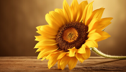 Sticker - Vibrant sunflower blossom, yellow petal, green leaf, nature beauty generated by AI