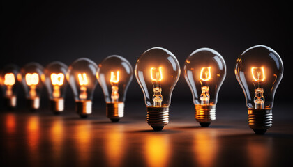 Canvas Print - Glowing light bulb sparks bright ideas of innovation generated by AI