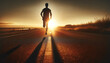 runner running towards the sunset
