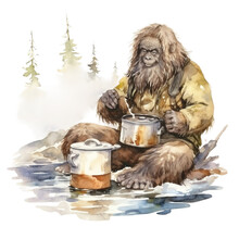 Watercolor Bigfoot, Yeti, Png, 