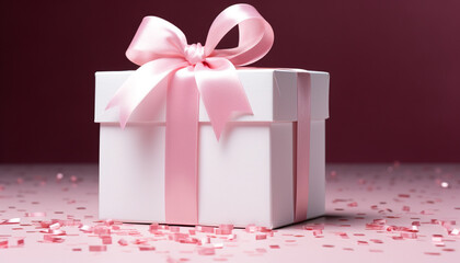 Poster - Birthday celebration with a wrapped gift box generated by AI