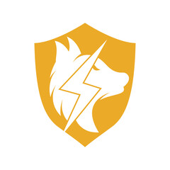 Wall Mural - Thunder wolf logo design. Power, Wild animal and Energy logo concept icon vector.