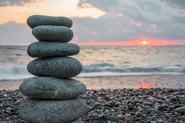 Stones on top of each other by the sea