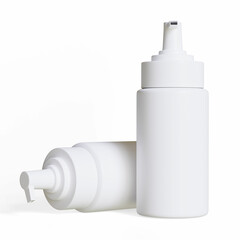 Wall Mural - Realistic cosmetic packaging bottle white background, rendering 3D illustration