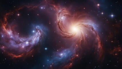 Wall Mural - a view from space to a spiral galaxy and stars. universe filled with stars, nebula and galaxy