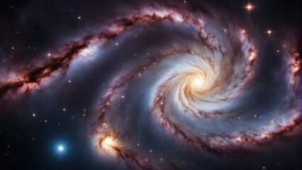 Wall Mural - a view from space to a spiral galaxy and stars. universe filled with stars, nebula and galaxy