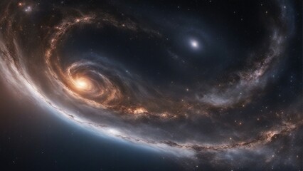 Wall Mural - a view from space to a spiral galaxy and stars. universe filled with stars, nebula and galaxy