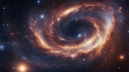 Wall Mural - a view from space to a spiral galaxy and stars. universe filled with stars, nebula and galaxy