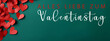 Alles Liebe zum Valentinstag, Banner, Grußkarte, Vorlage mit deutschem Text – Rote Herzen aus Papier, isoliert auf grünem Tisch Hintergrund Textur, Draufsicht