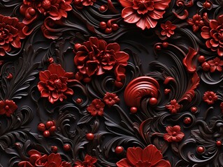 seamless floral pattern flowers royal vintage victorian gothic rococo background