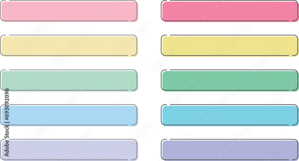 版ズレの角丸テロップフレーム10種セット_パステルカラー