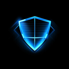 Wall Mural - security icon, glowing blue with white accents, vector style on black background