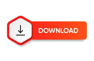 Poster - 3D download button icon. Upload icon. Down arrow bottom side symbol. Click here button. Save cloud icon push button for UI UX, website, mobile application.