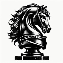 Illustration Of Chess Knight Horse. Vintage Grunge Logo. Ai Generate