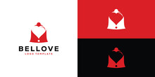 Creative Bell Love Logo Design. Bell And Love Negative Space Combinantion With Modern Style. Icon Symbol Design Template.