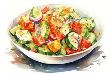 Salad healthy cucumber fresh green meal diet vegetarian food background tomato vegetables