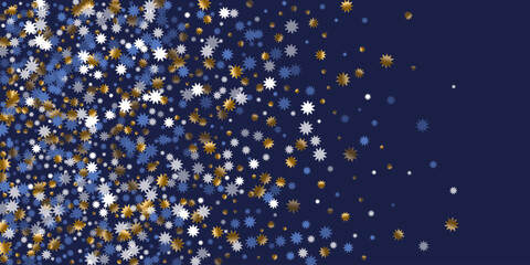 Wall Mural - Modern Christmas star vector ornament graphic design. Gold blue white shiny decoration.
