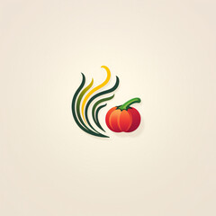 Simple line art flat logo minimalist style vegetables, circulation, fashion, health, super simple Generative AI 