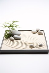 Serene Zen Garden with Raked Sand and Minimalist Aesthetics