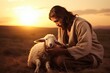 Jesus' Compassionate Act Of Rescuing A Lost Lamb At Dusk