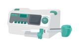 Fototapeta Dinusie - Infusion pump isolated on a white background. Medical hospital equipment. Healthcare concept. Vector illustration of a syringe pump for intravenous infusion.