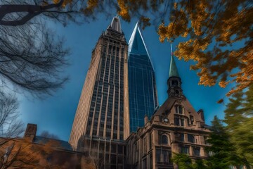 Wall Mural - canda, ontario, toronto, modern architecture with tower of old city hall.