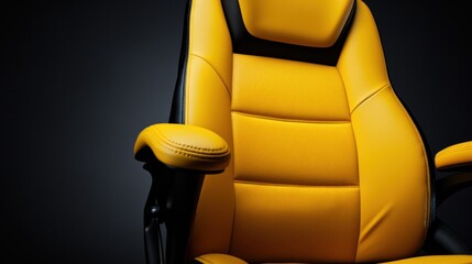 Canvas Print - A close up of a yellow office chair with black trim, AI