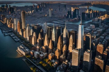 Canvas Print - **skyline at morning light, skyscraper details, manhattan, new york city, united states, USA .