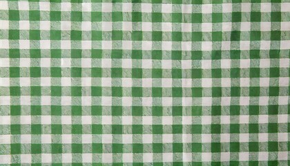 Canvas Print - Green and white checkered tablecloth texture