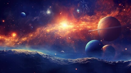 Wall Mural - galactic fairytale: a whimsical solar system journey on faded paper - enchanting space wallpaper