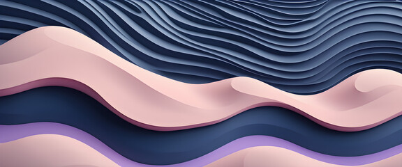 Wall Mural - a panoramic illustration of pink blue abstract waves, beautiful looking backdrop, panoramic wallpaper, generative ai