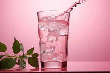 Poster - A glass of water filled to the brim with ice cubes, creating a cool and refreshing beverage.