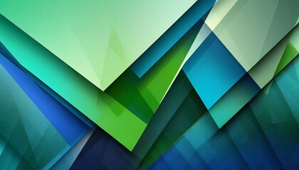 Wall Mural - blue and green background with triangle layers in abstract geometric pattern