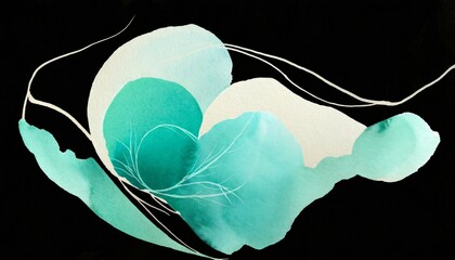 Wall Mural - a poetic marriage of mint green and seafoam blue abstract shape generative ai