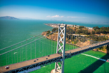Wall Mural - Aerial view of Bay Bridge in San Francisco on a sunny day, California