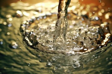 Fototapete - A mesmerizing close-up of a single water drop on a brown background, capturing intricate textures and reflections