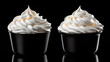 Bowl of whipped cream on black background