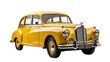 yellow retro car isolated on transparent