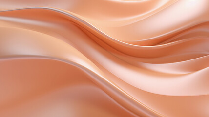Wall Mural - Abstract pastel orange smooth waves background. Trendy peach fuzz color minimalist backdrop.