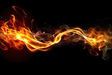 Sticker - Ethereal flames, Dynamic play of flames on a dark background, a mesmerizing and dramatic concept for creating captivating stock photos.