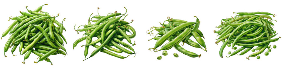 Wall Mural - Green Beans Hyperrealistic Highly Detailed Isolated On Transparent Background Png File