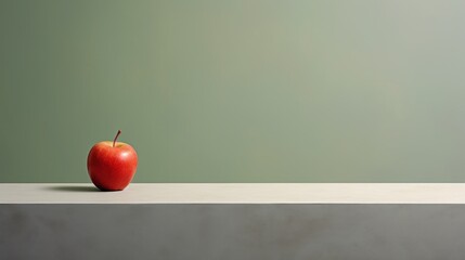 Wall Mural -  a red apple sitting on top of a counter next to a green wall with a shadow of an apple on the top of the counter and a green wall in the background.