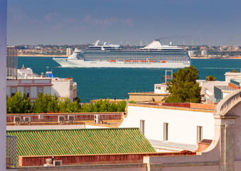 Wall Mural - View of the roofs of Cadiz from above on a sunny day.